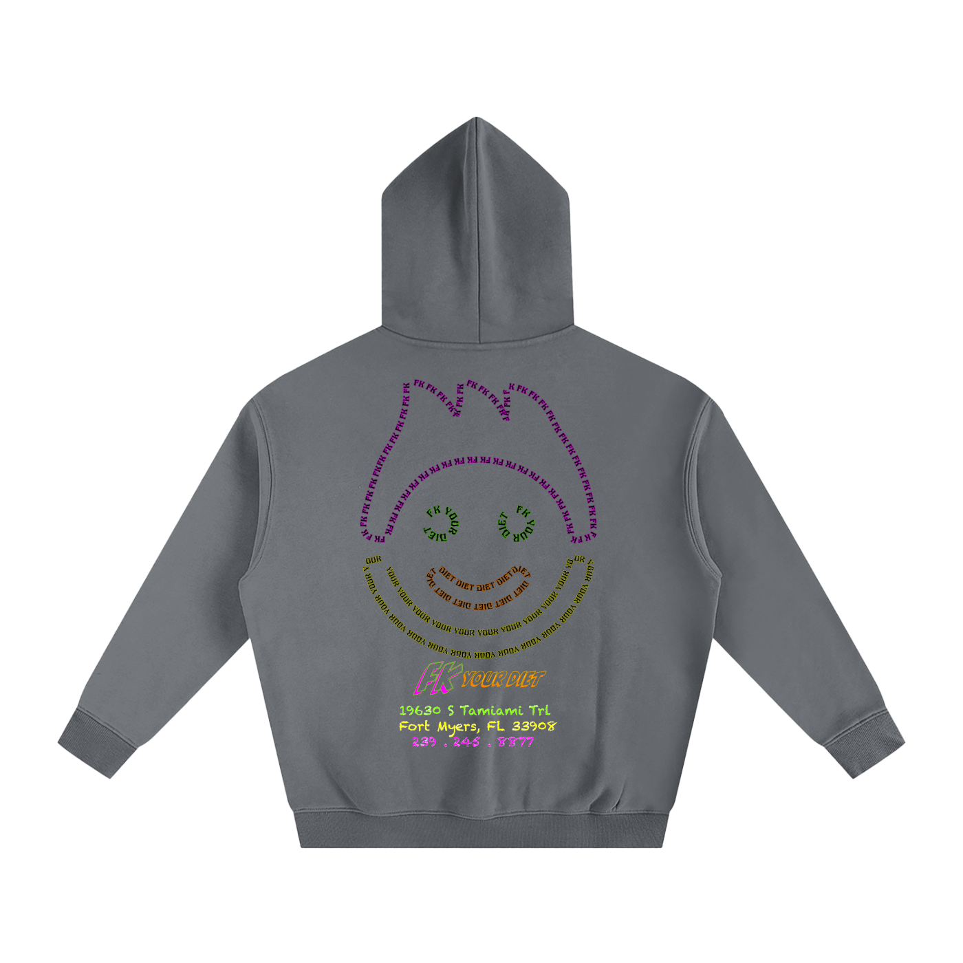 Full Belly Smiley - Oversize Fleeced Hoodie