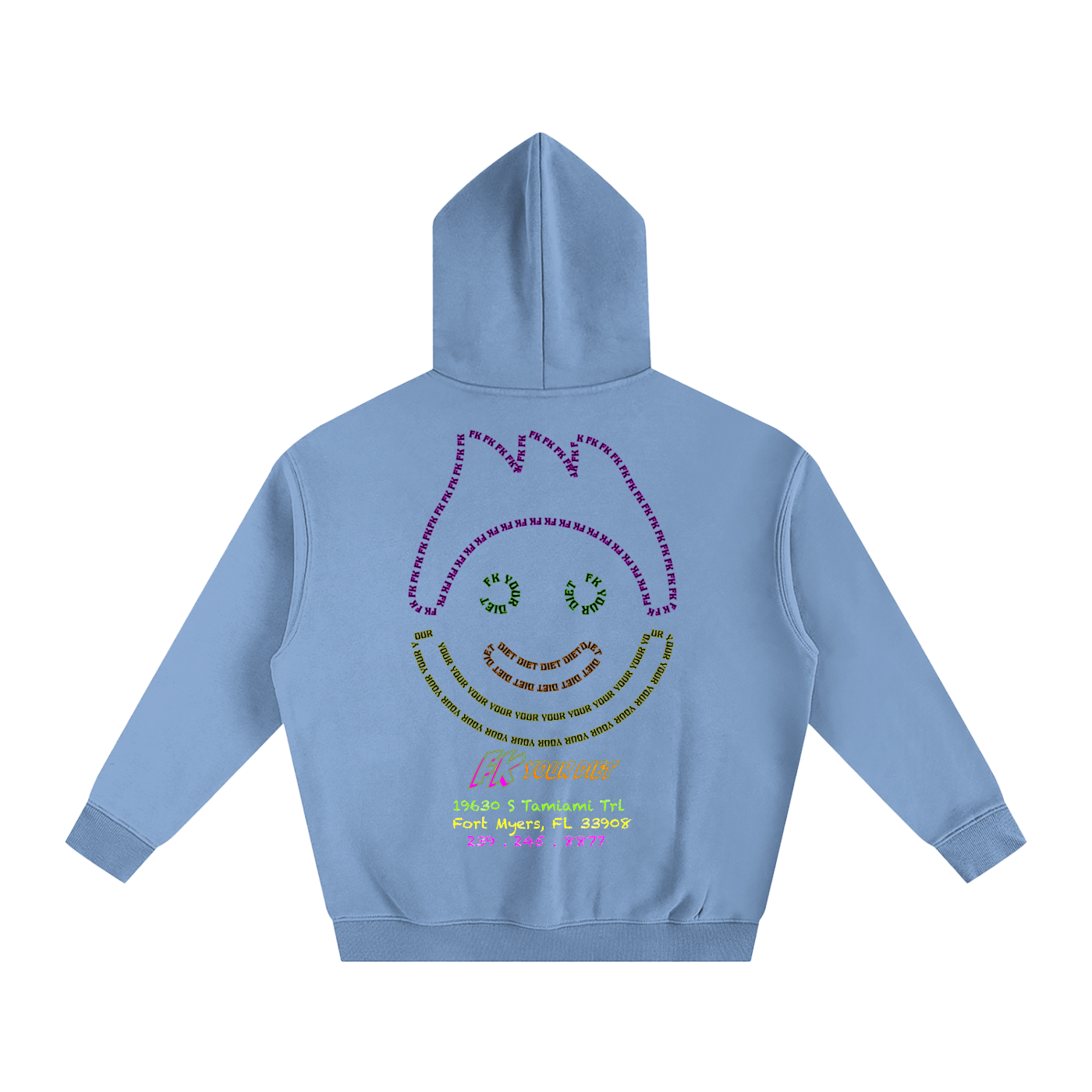 Full Belly Smiley - Oversize Fleeced Hoodie