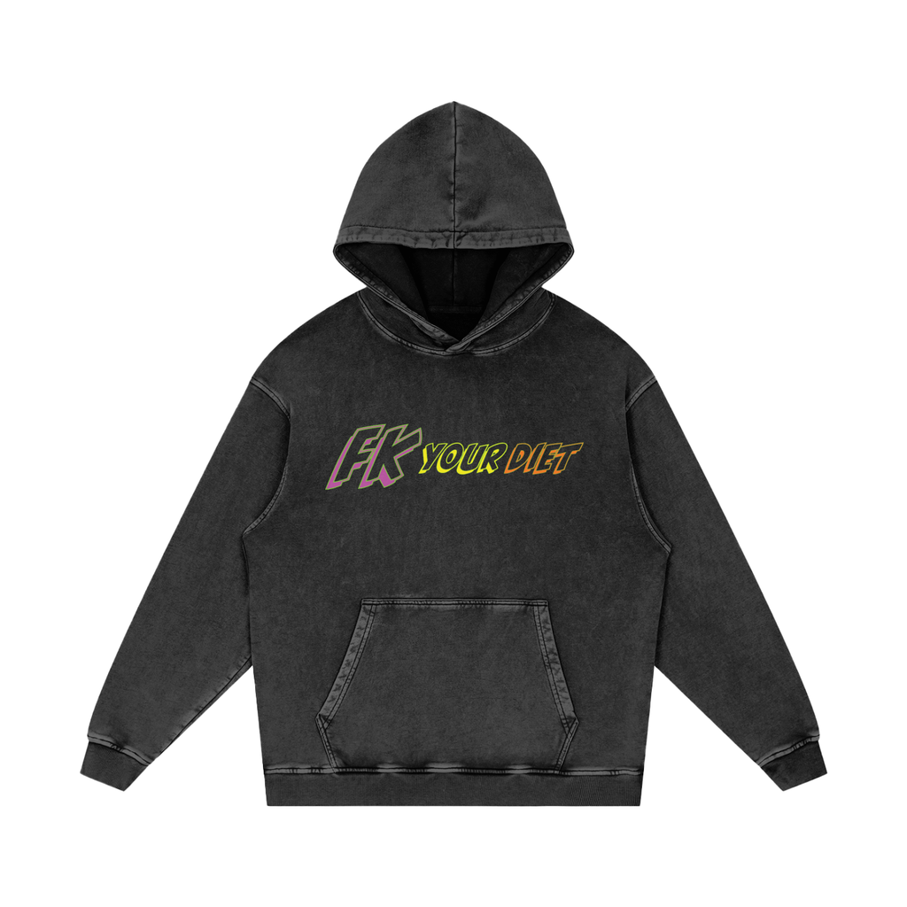 Full Belly Smiley - Snow Washed Loose Hoodie