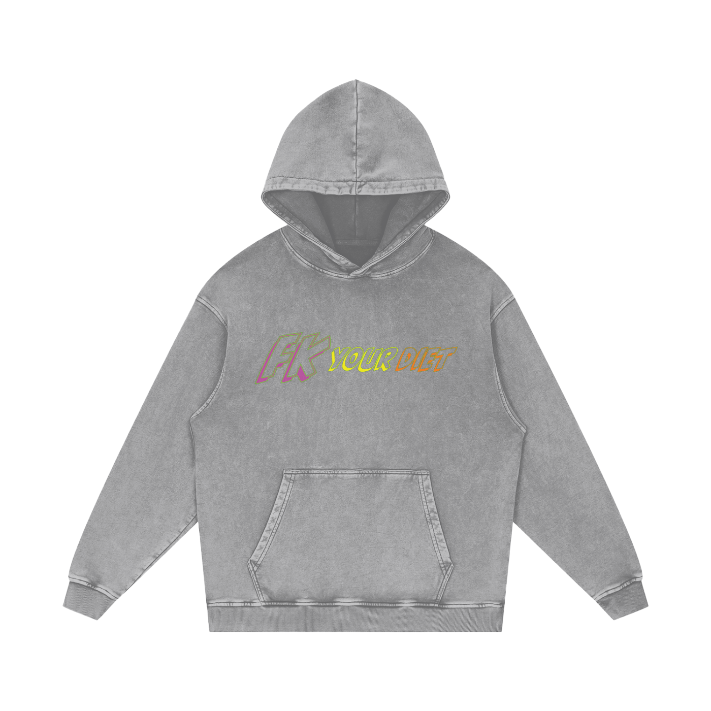 Full Belly Smiley - Snow Washed Loose Hoodie