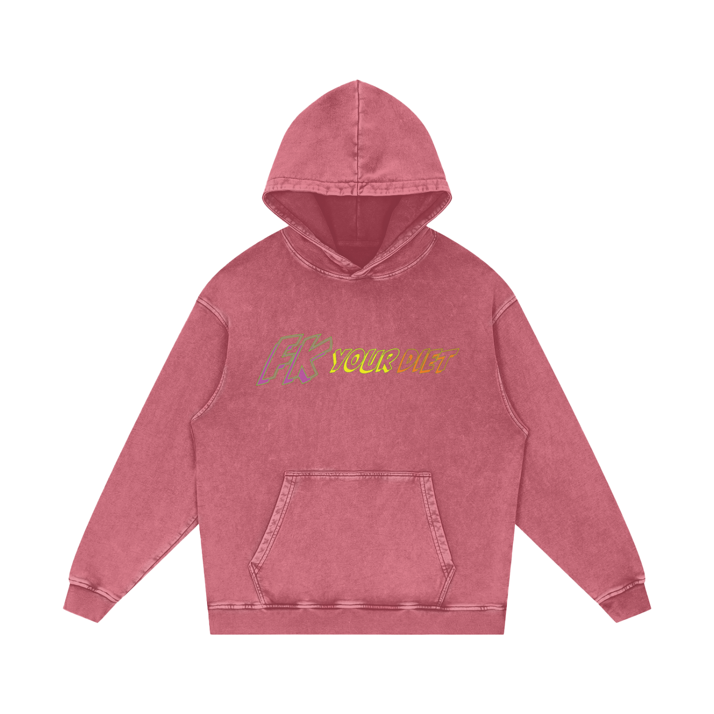 Full Belly Smiley - Snow Washed Loose Hoodie