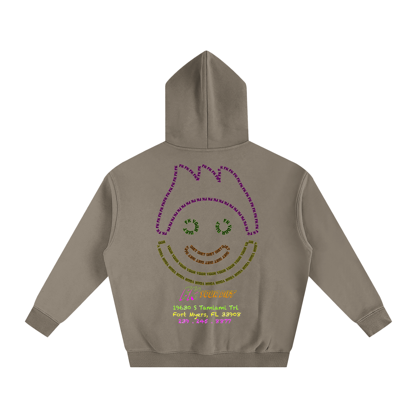 Full Belly Smiley - Oversize Fleeced Hoodie