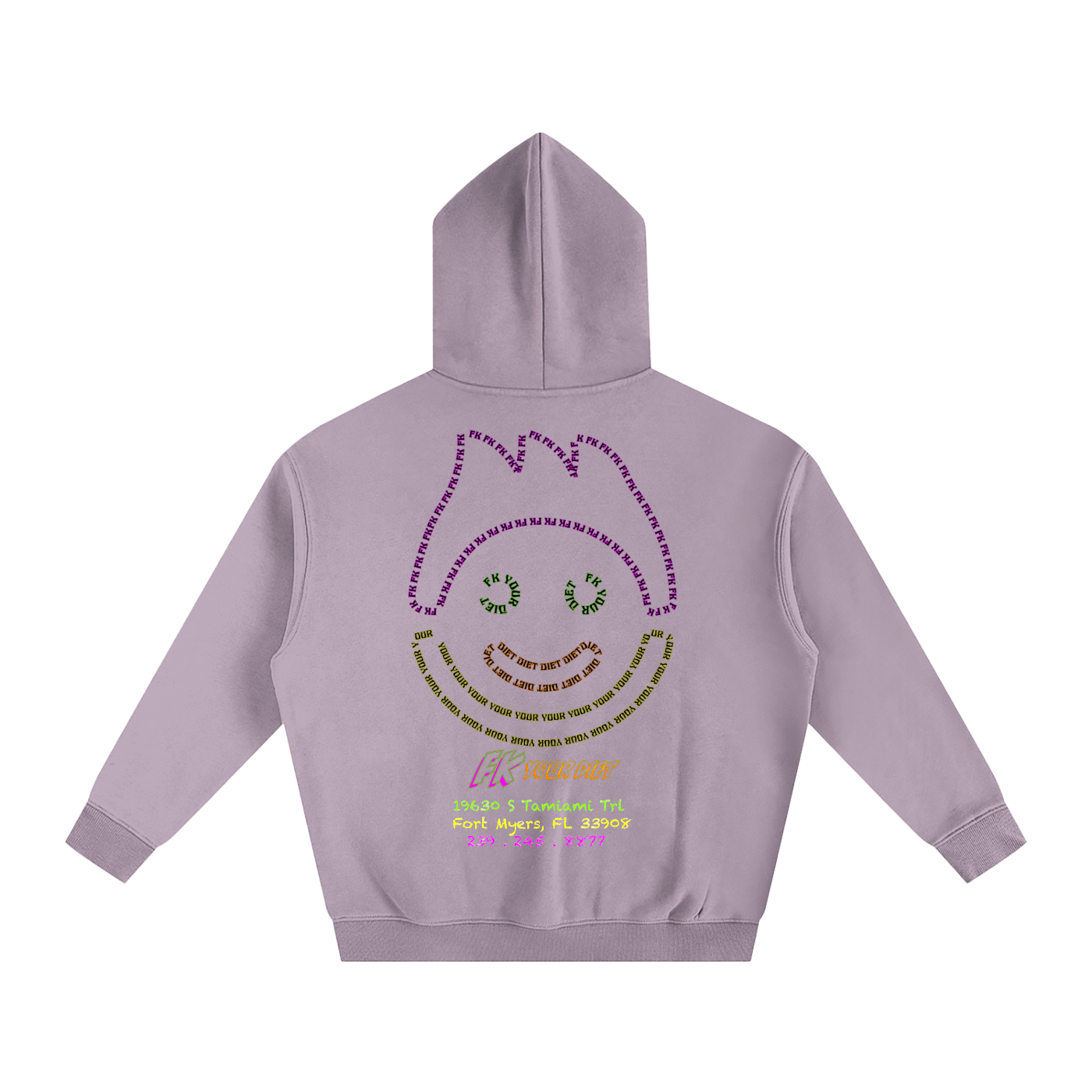 Full Belly Smiley - Oversize Fleeced Hoodie