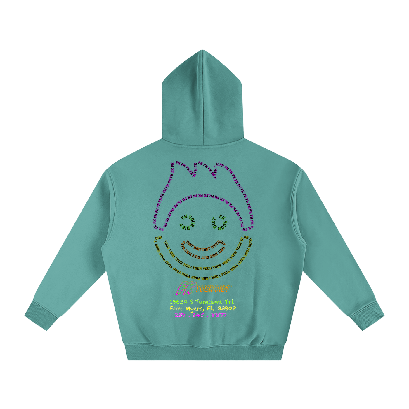 Full Belly Smiley - Oversize Fleeced Hoodie