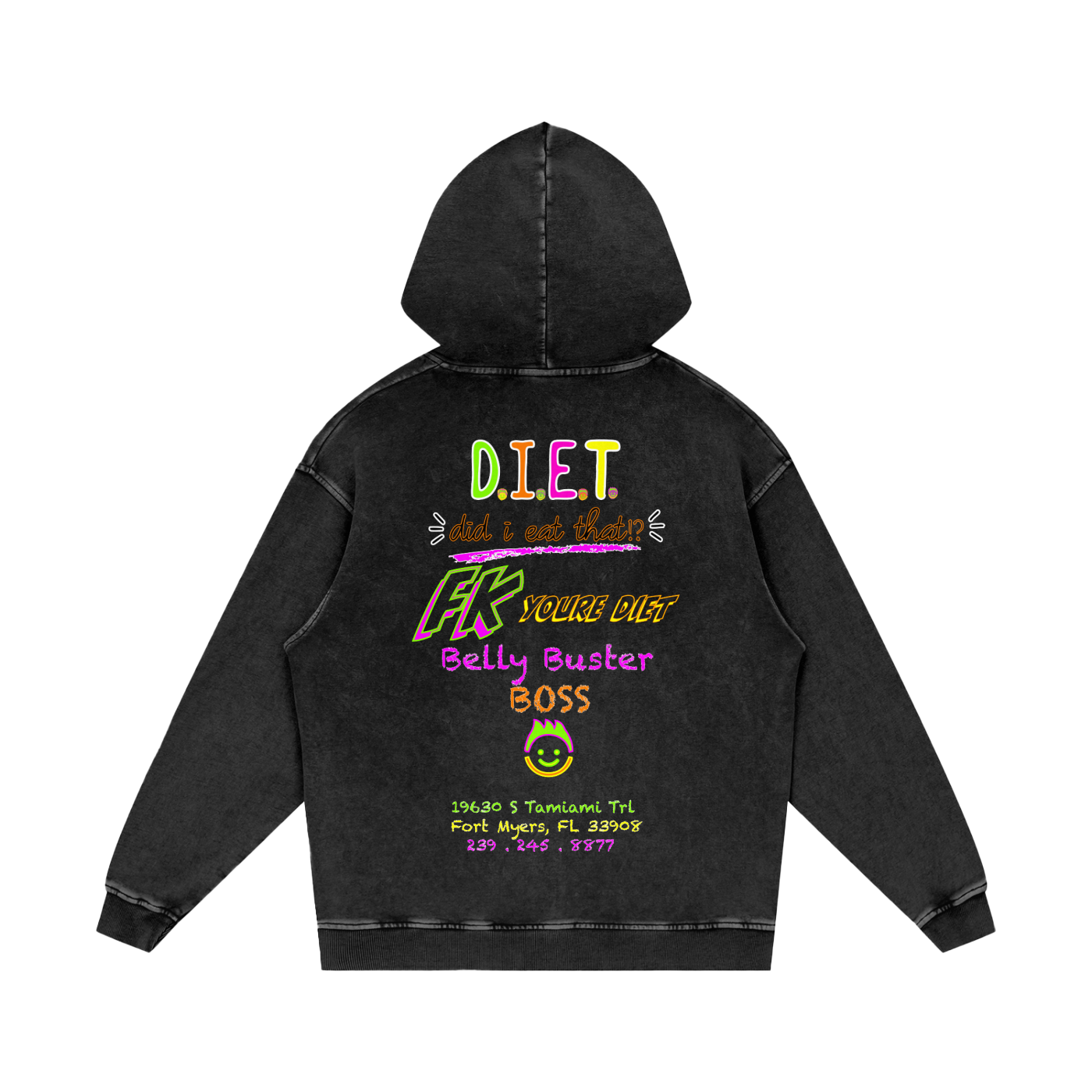 Belly BUSTER - Snow Wash Loose Hoodie