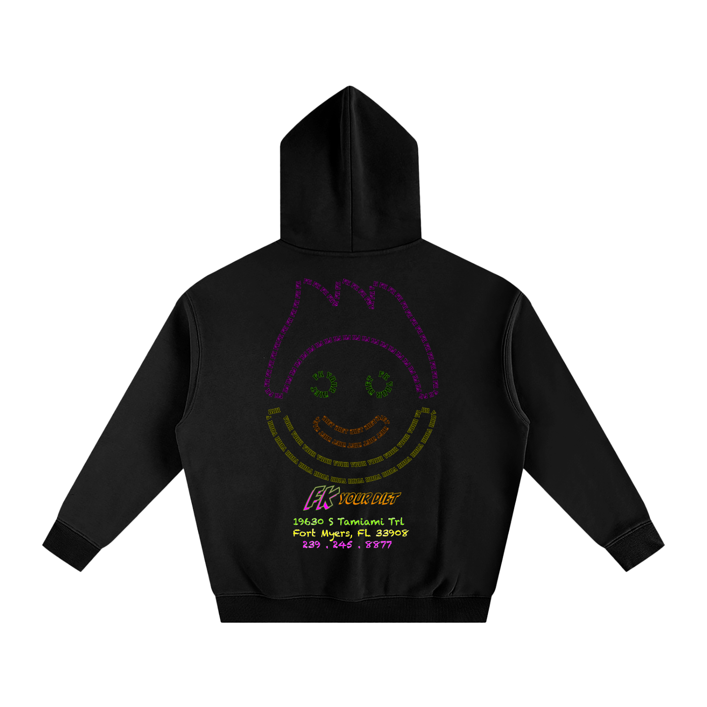 Full Belly Smiley - Oversize Fleeced Hoodie